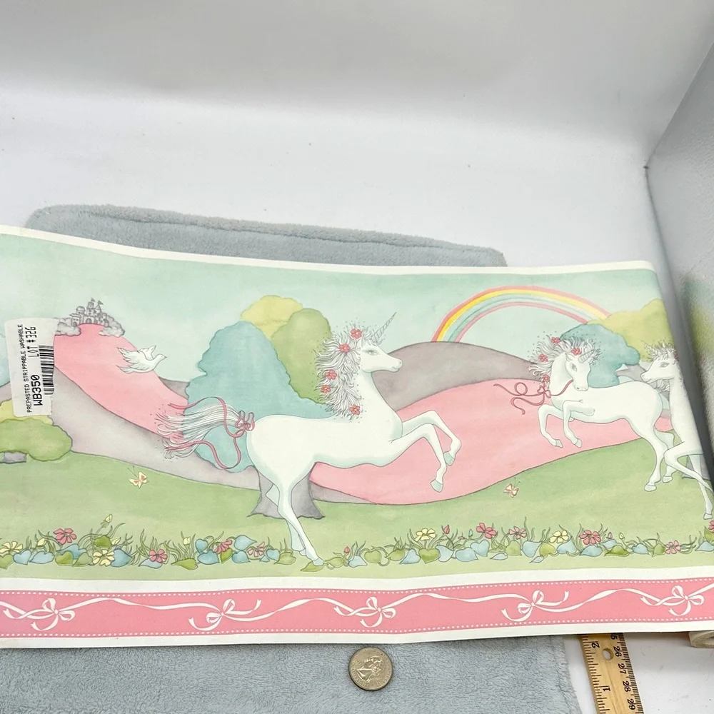 Vintage Borden Unicorn Rainbow Princess Wallpaper Border #WB350 (New)